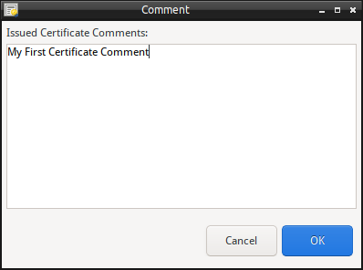 Certificate Comment